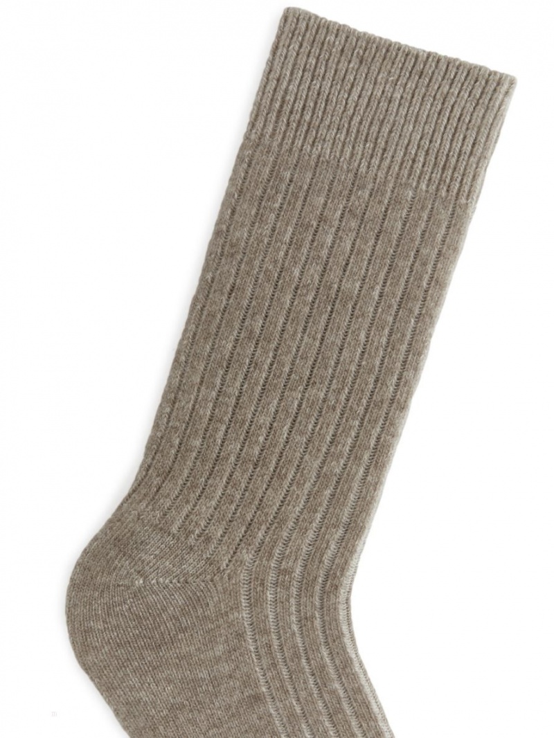 Sosete Arket Slub-Knit Bumbac Barbati Bej | Romania-BHSJ34089