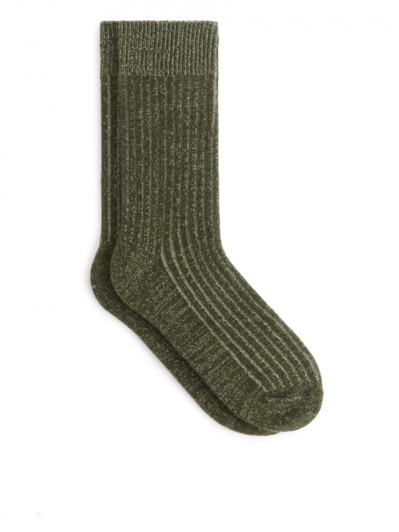 Sosete Arket Slub-Knit Bumbac Barbati Kaki Verzi | Romania-CVUA64379