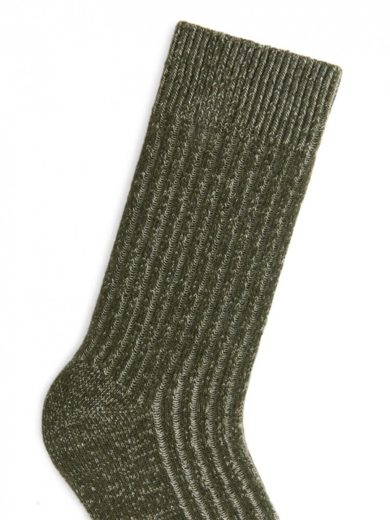 Sosete Arket Slub-Knit Bumbac Barbati Kaki Verzi | Romania-CVUA64379