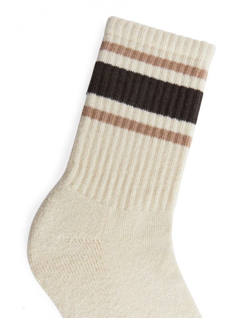 Sosete Arket Sportive Bumbac Dama Albi Maro | Romania-OVUN37856