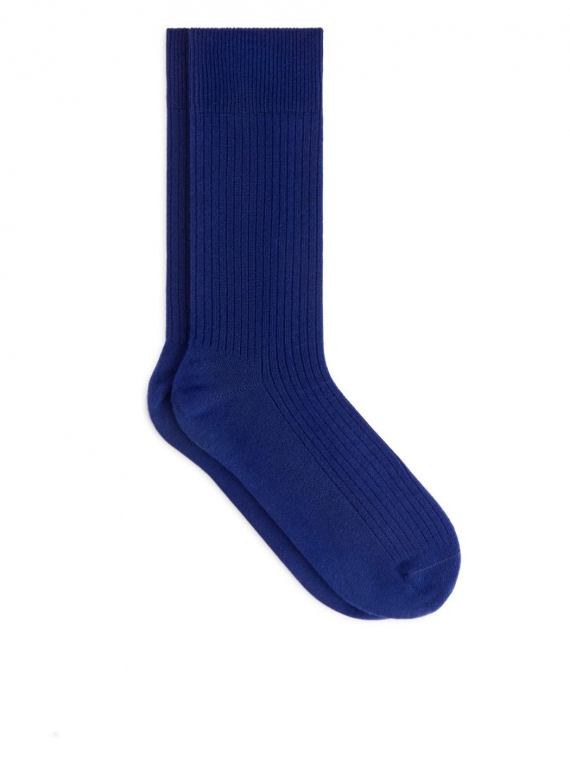 Sosete Arket Supima Bumbac Rib Barbati Albastri Deschis | Romania-BMEC76351