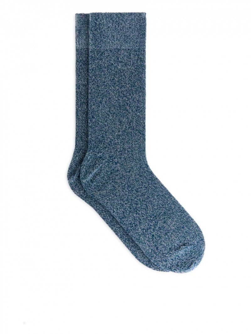 Sosete Arket Supima Bumbac Rib Barbati Albastri | Romania-BXND07286