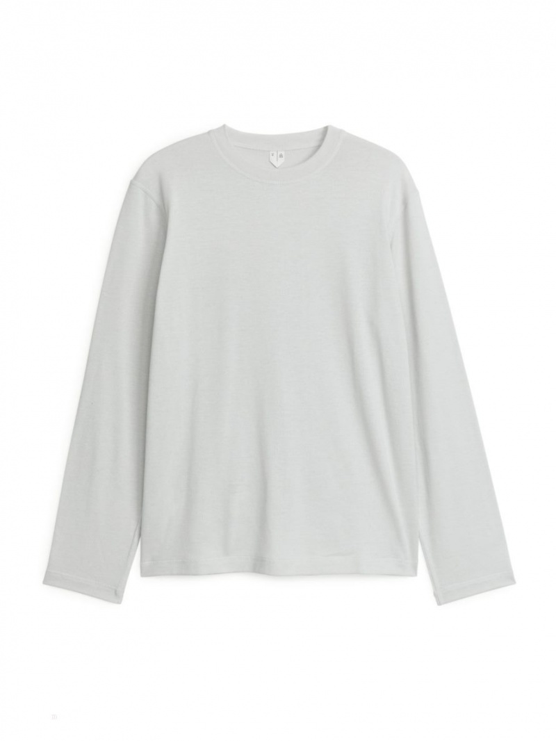 Topuri Arket Active Long-Sleeved Barbati Gri Deschis | Romania-PBUF36087