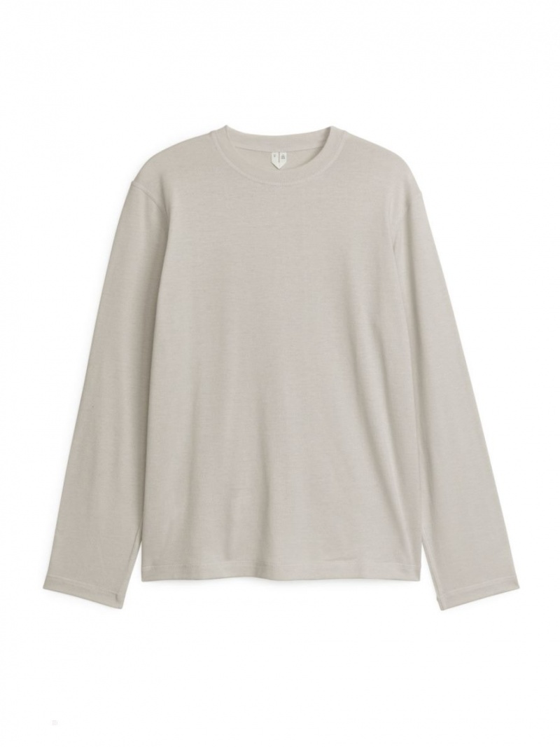 Topuri Arket Active Long-Sleeved Barbati Gri | Romania-RJNH49806