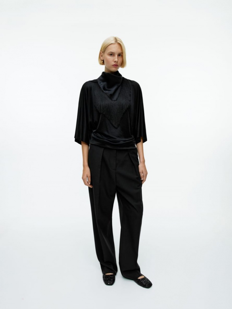Topuri Arket Batwing Jersey Dama Negrii | Romania-AWGD26850