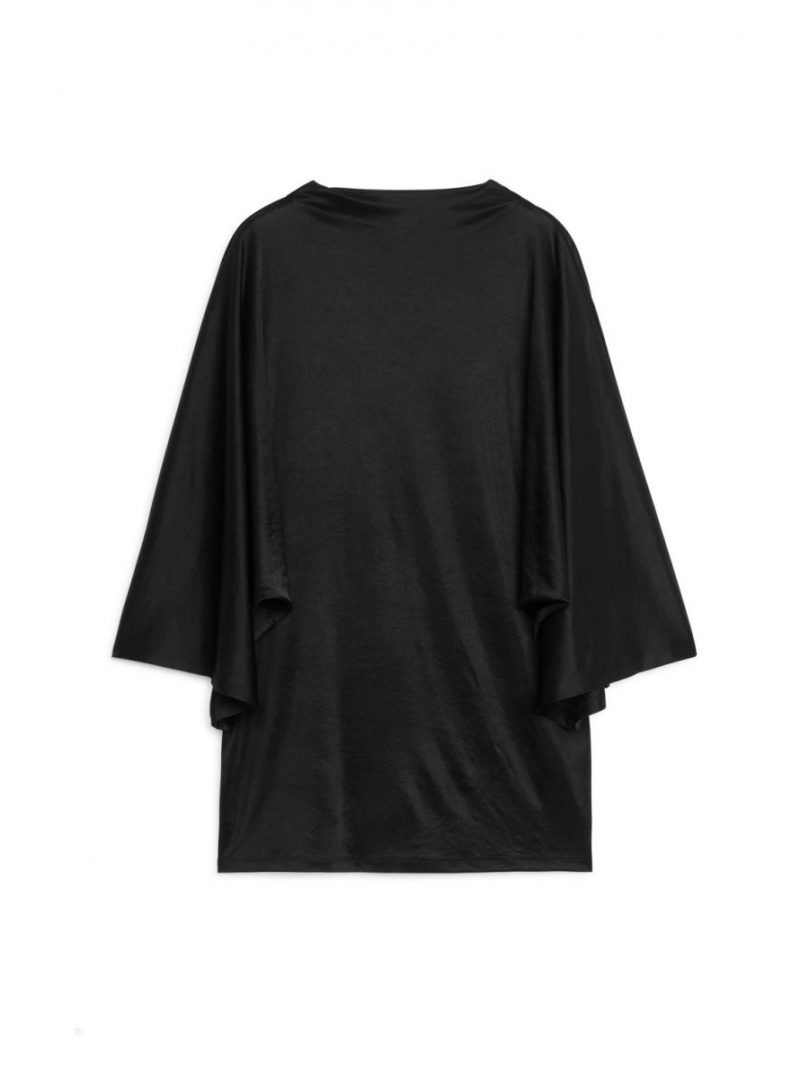 Topuri Arket Batwing Jersey Dama Negrii | Romania-AWGD26850