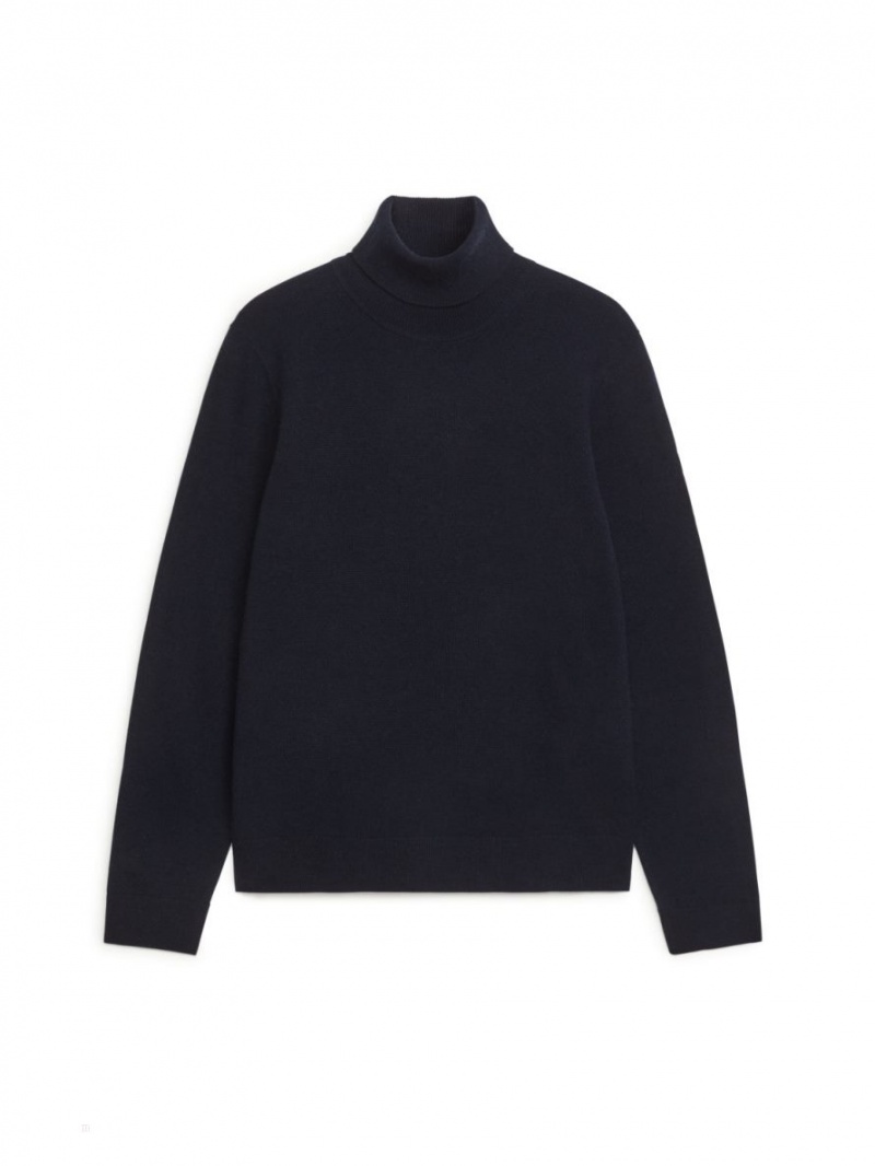 Topuri Arket Cashmere Roll Neck Barbati Albastri Inchis | Romania-USAD13908