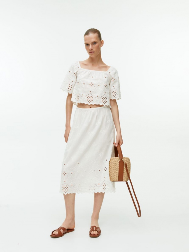 Topuri Arket Embroidered Dama Albi | Romania-URFE40981