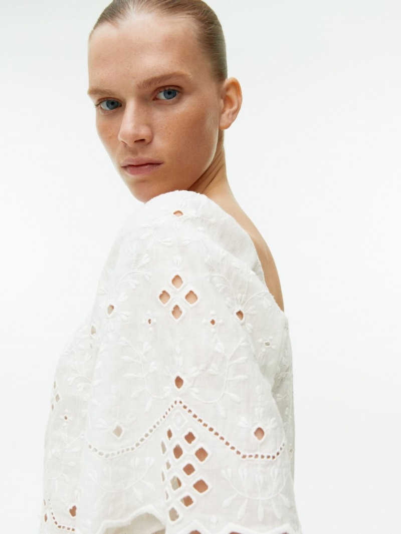 Topuri Arket Embroidered Dama Albi | Romania-URFE40981