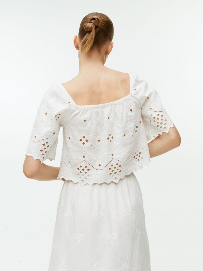 Topuri Arket Embroidered Dama Albi | Romania-URFE40981