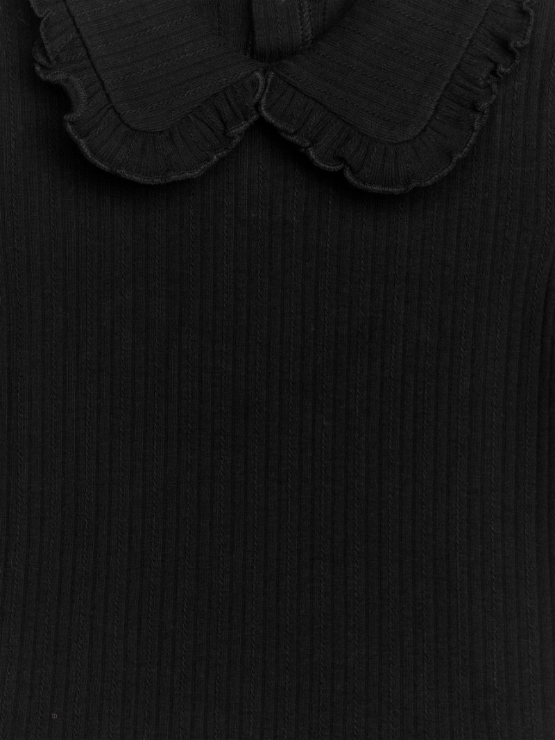 Topuri Arket Frill Collar Pointelle Fete Negrii | Romania-PSGO45230