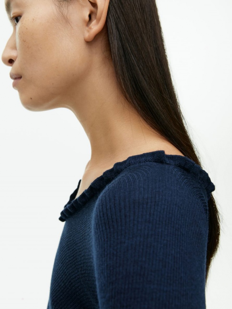 Topuri Arket Frill Merino Blend Dama Albastri Inchis | Romania-FCJE01476