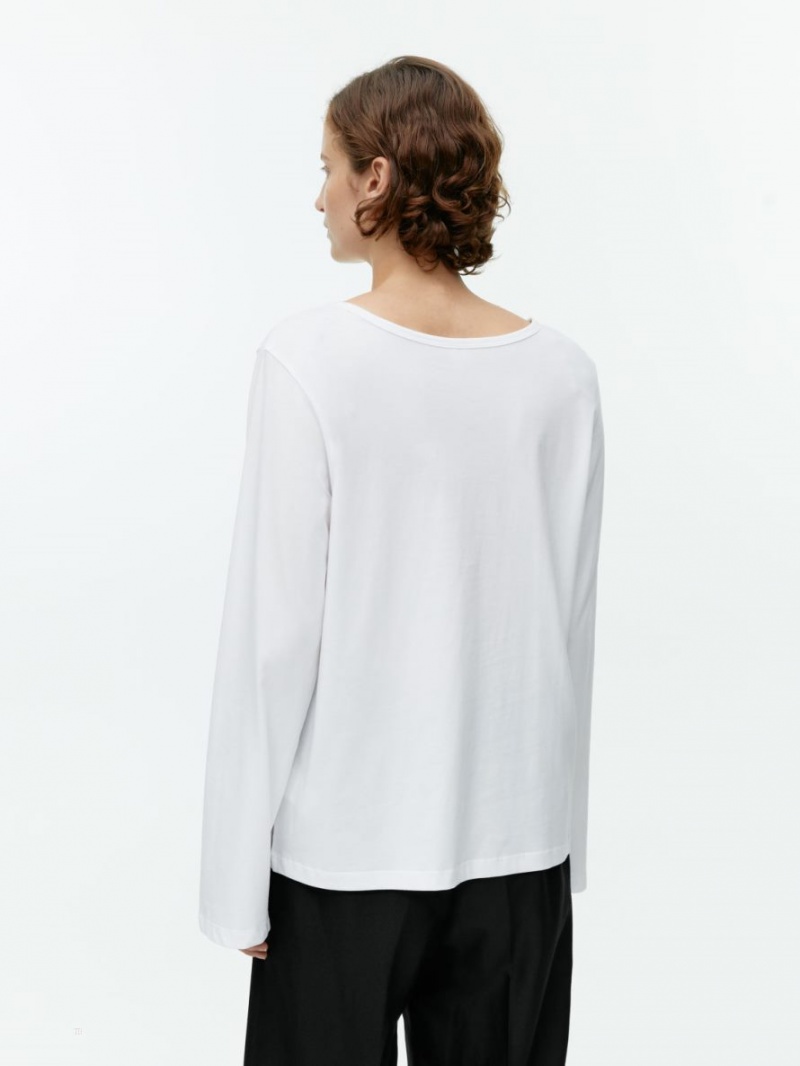 Topuri Arket Largi-Neck Bumbac Dama Albi | Romania-EMCQ96317
