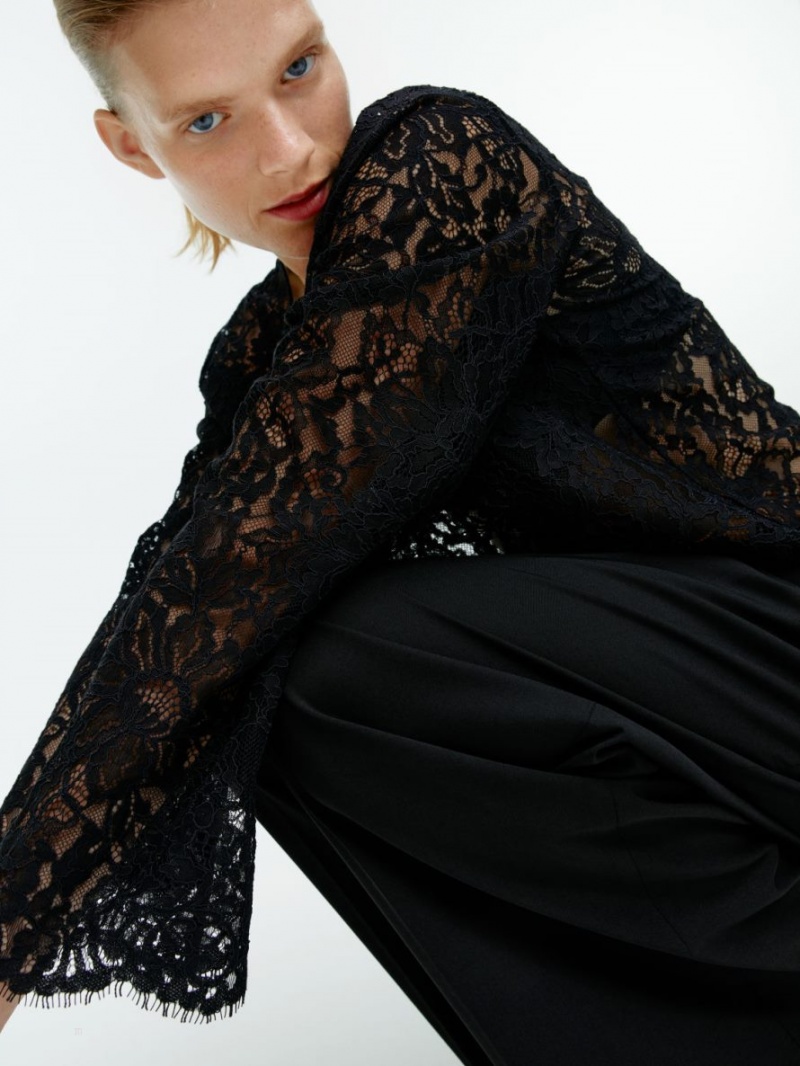 Topuri Arket Long-Sleeve Dantela Dama Negrii | Romania-RSNM56917
