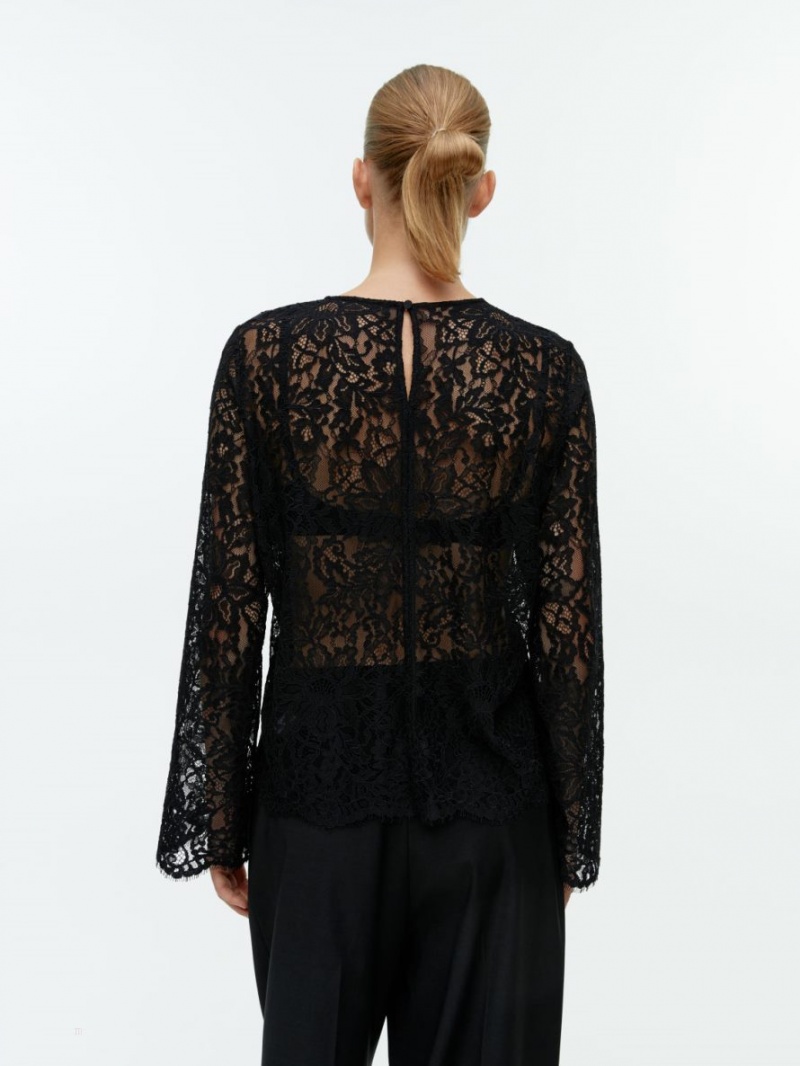 Topuri Arket Long-Sleeve Dantela Dama Negrii | Romania-RSNM56917