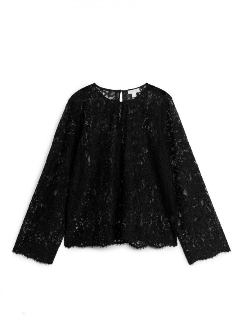 Topuri Arket Long-Sleeve Dantela Dama Negrii | Romania-RSNM56917