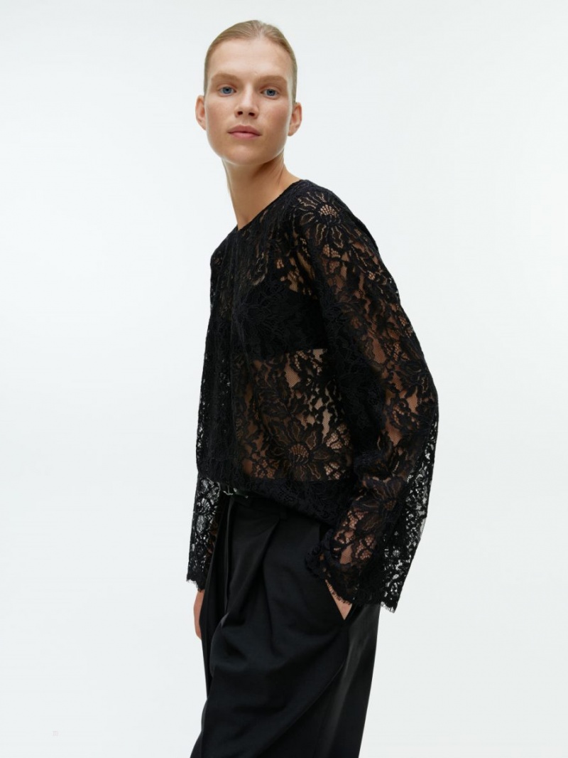 Topuri Arket Long-Sleeve Dantela Dama Negrii | Romania-RSNM56917