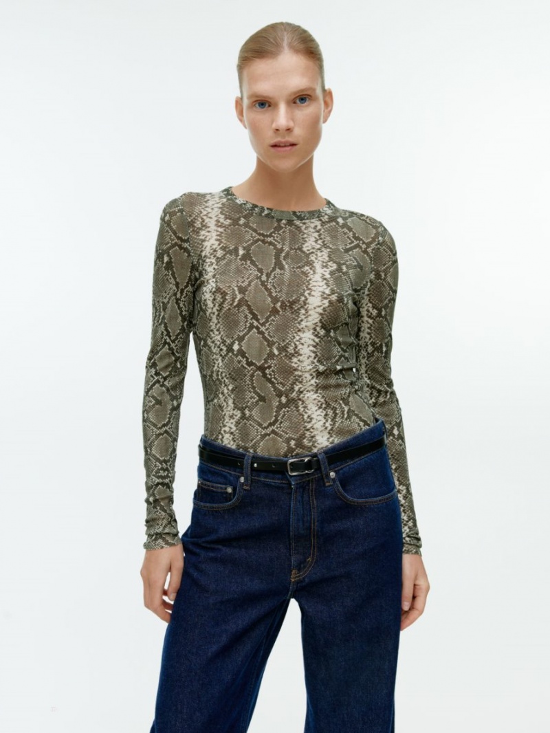 Topuri Arket Long-Sleeved Merino Dama Bej Negrii | Romania-GOBC63475