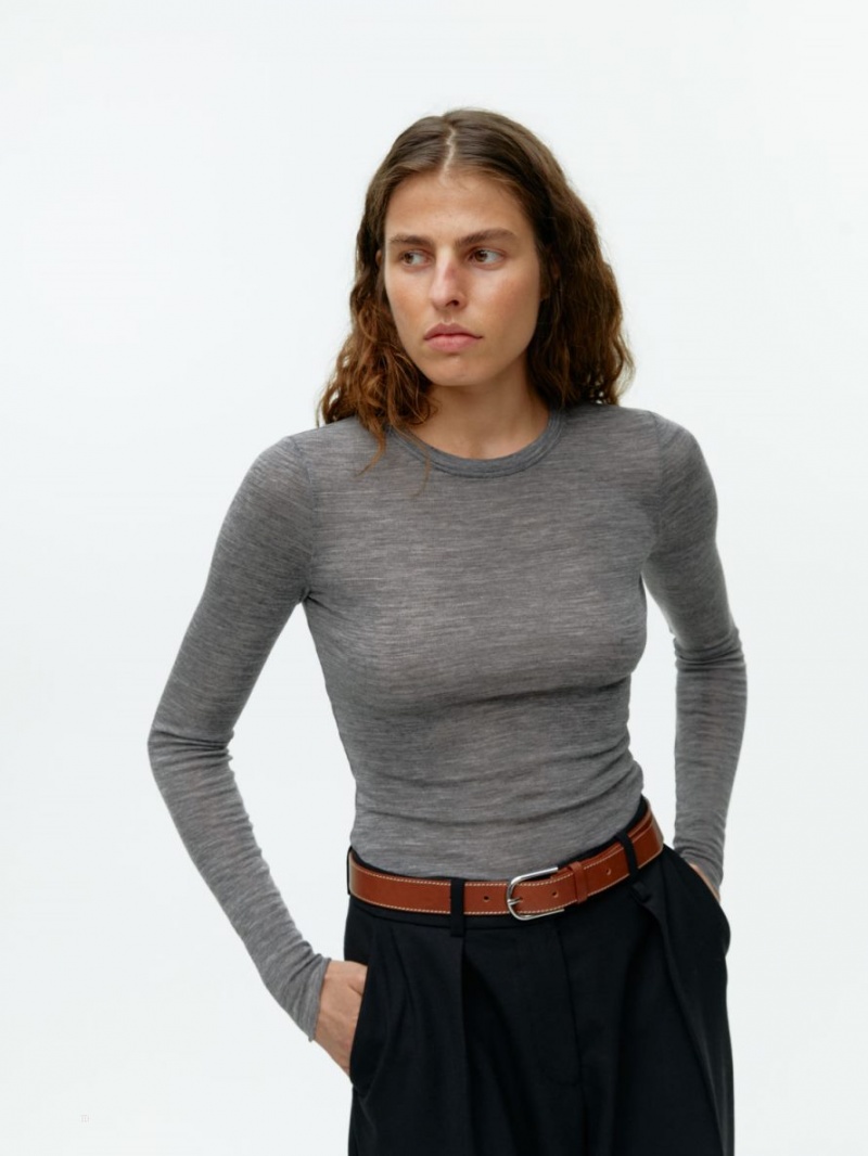 Topuri Arket Long-Sleeved Merino Dama Gri | Romania-VPFK42306