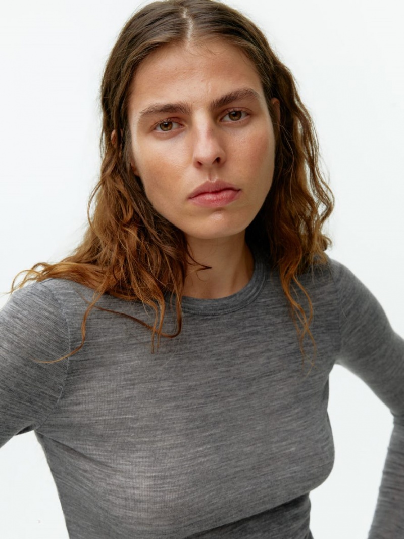 Topuri Arket Long-Sleeved Merino Dama Gri | Romania-VPFK42306