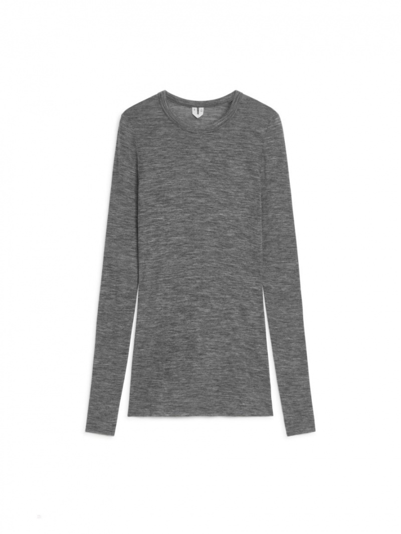 Topuri Arket Long-Sleeved Merino Dama Gri | Romania-VPFK42306