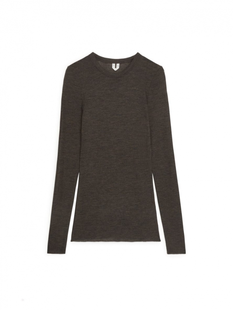 Topuri Arket Long-Sleeved Merino Dama Maro | Romania-ZCIR05641