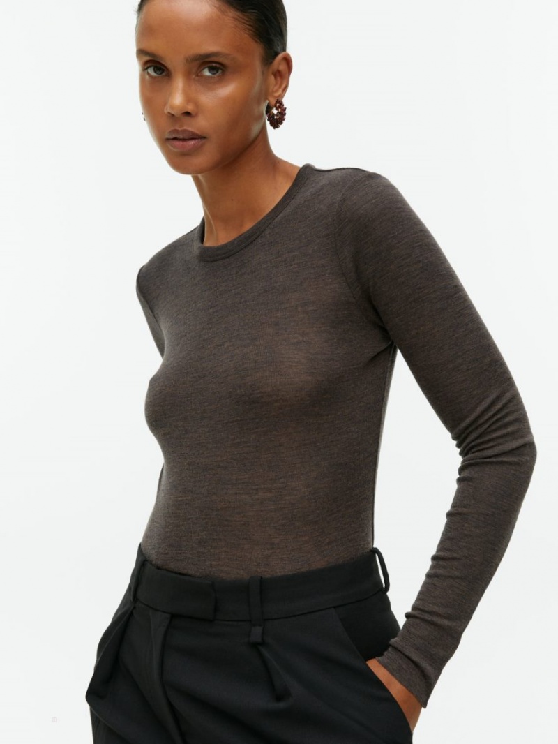 Topuri Arket Long-Sleeved Merino Dama Maro | Romania-ZCIR05641
