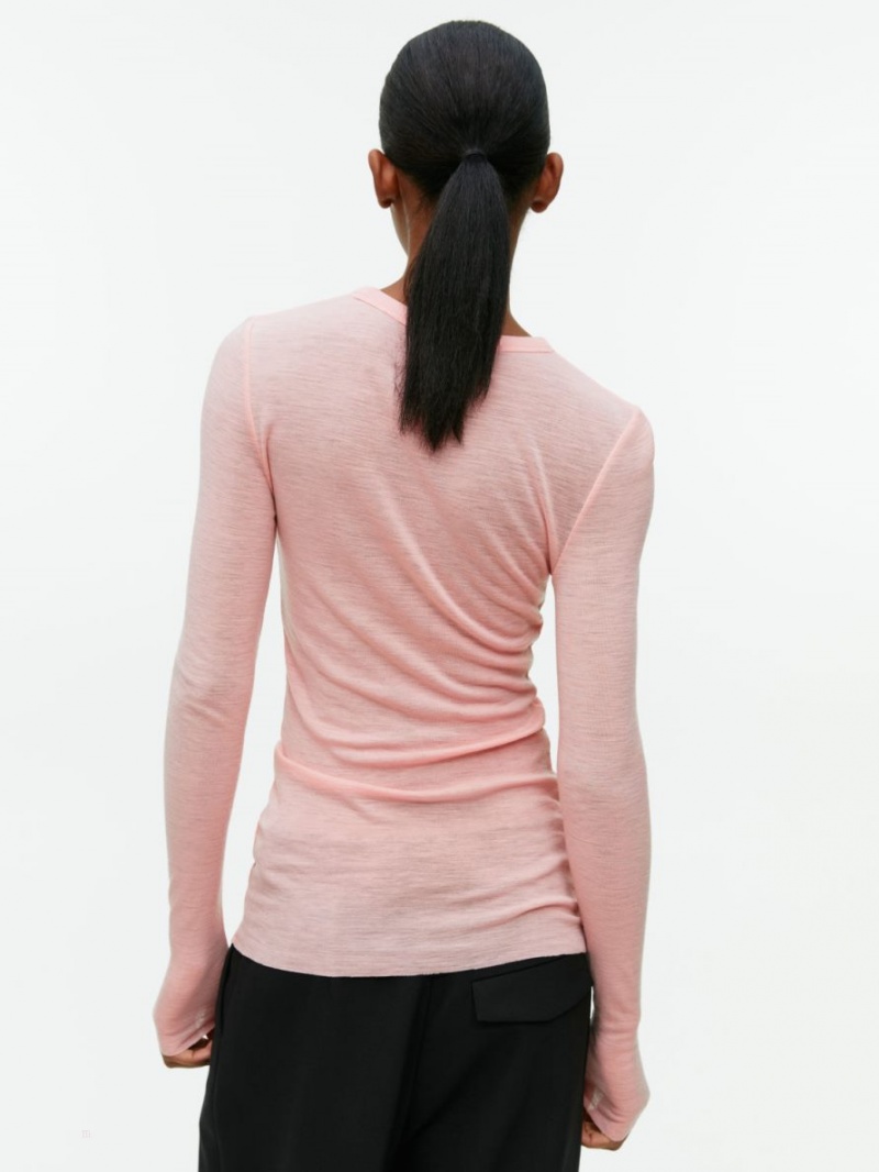 Topuri Arket Long-Sleeved Merino Dama Roz | Romania-DBRJ27396