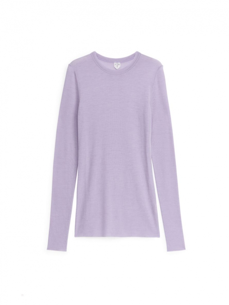 Topuri Arket Long-Sleeved Merino Dama Violet | Romania-PXWN27061