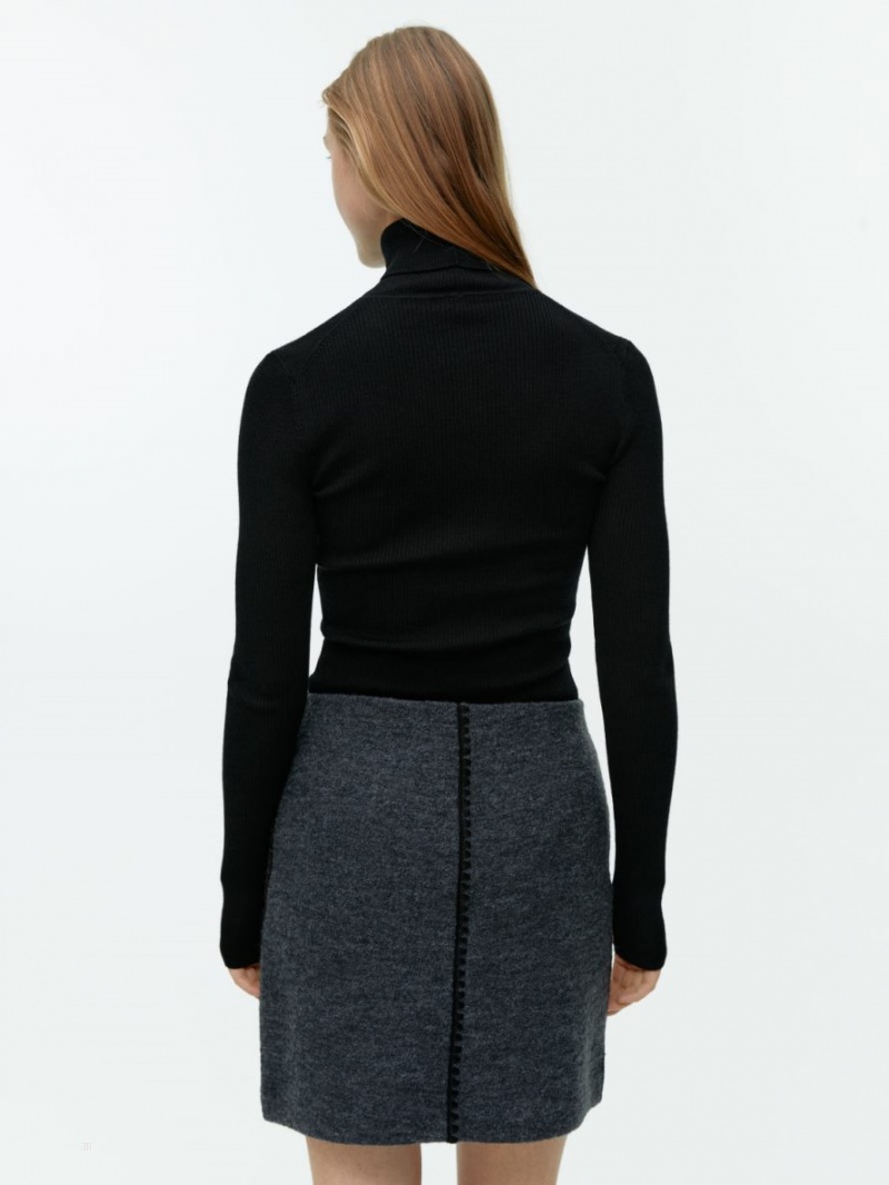 Topuri Arket Merino Lână Roll-Neck Dama Negrii | Romania-RISV25897