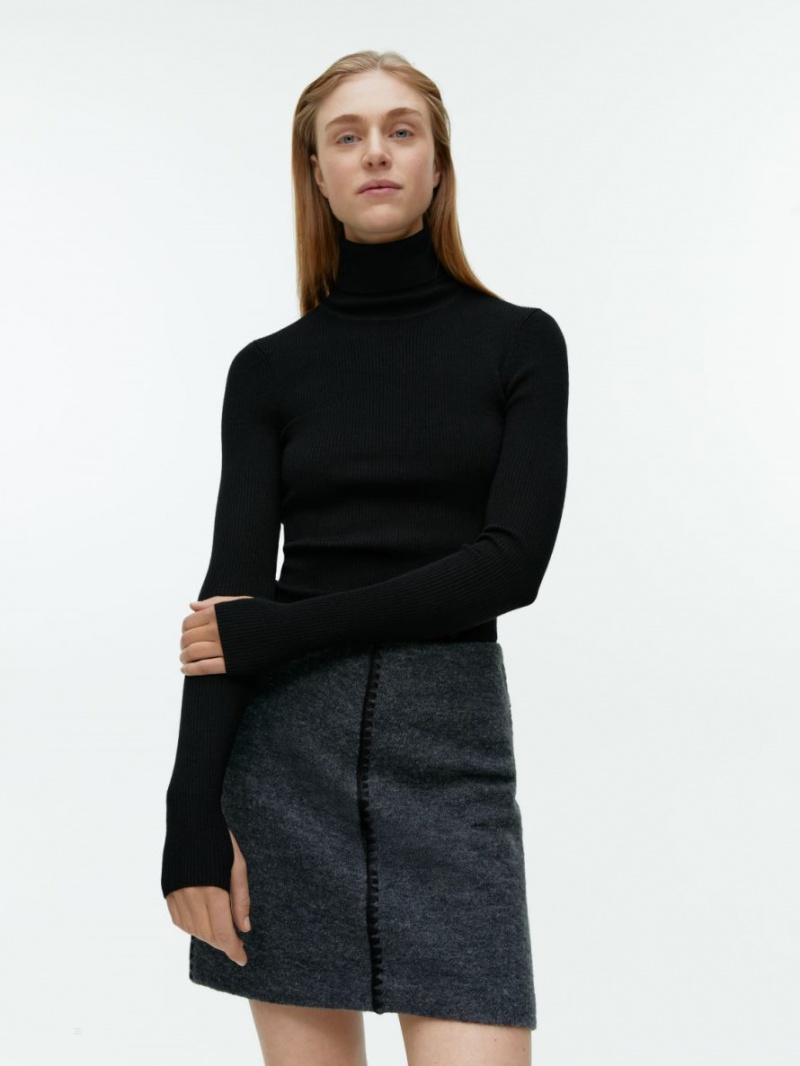 Topuri Arket Merino Lână Roll-Neck Dama Negrii | Romania-RISV25897