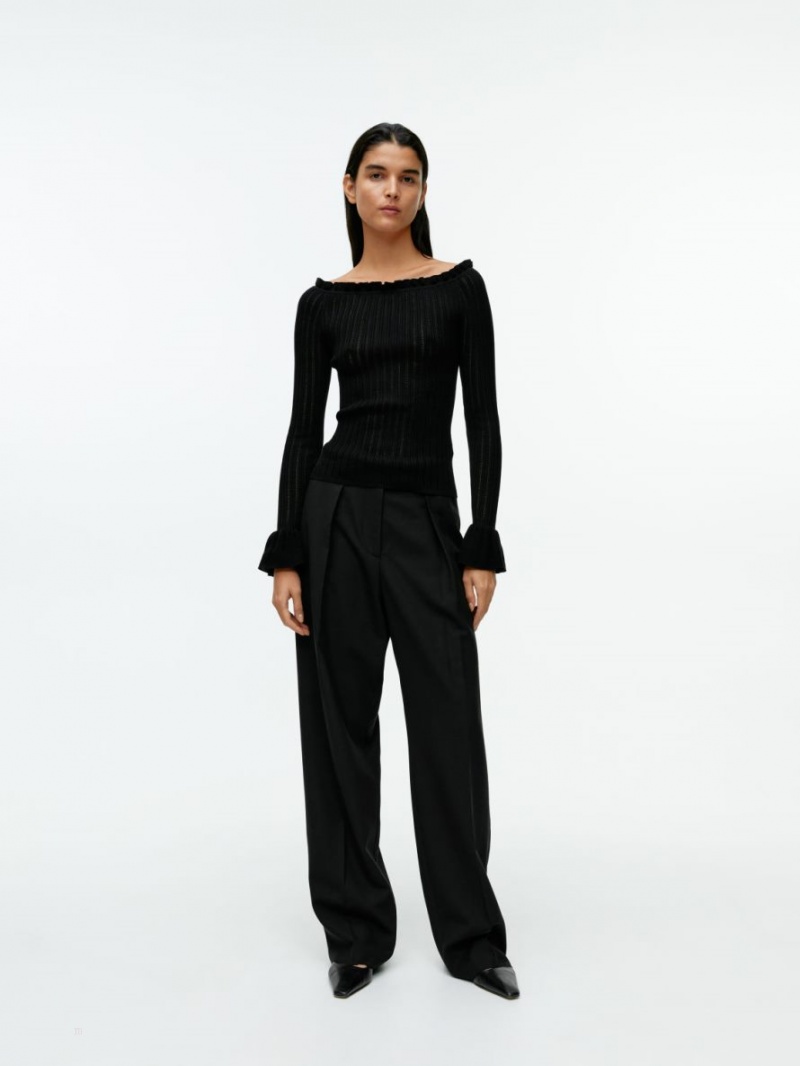 Topuri Arket Off-Shoulder Frill Dama Negrii | Romania-QHUP47285