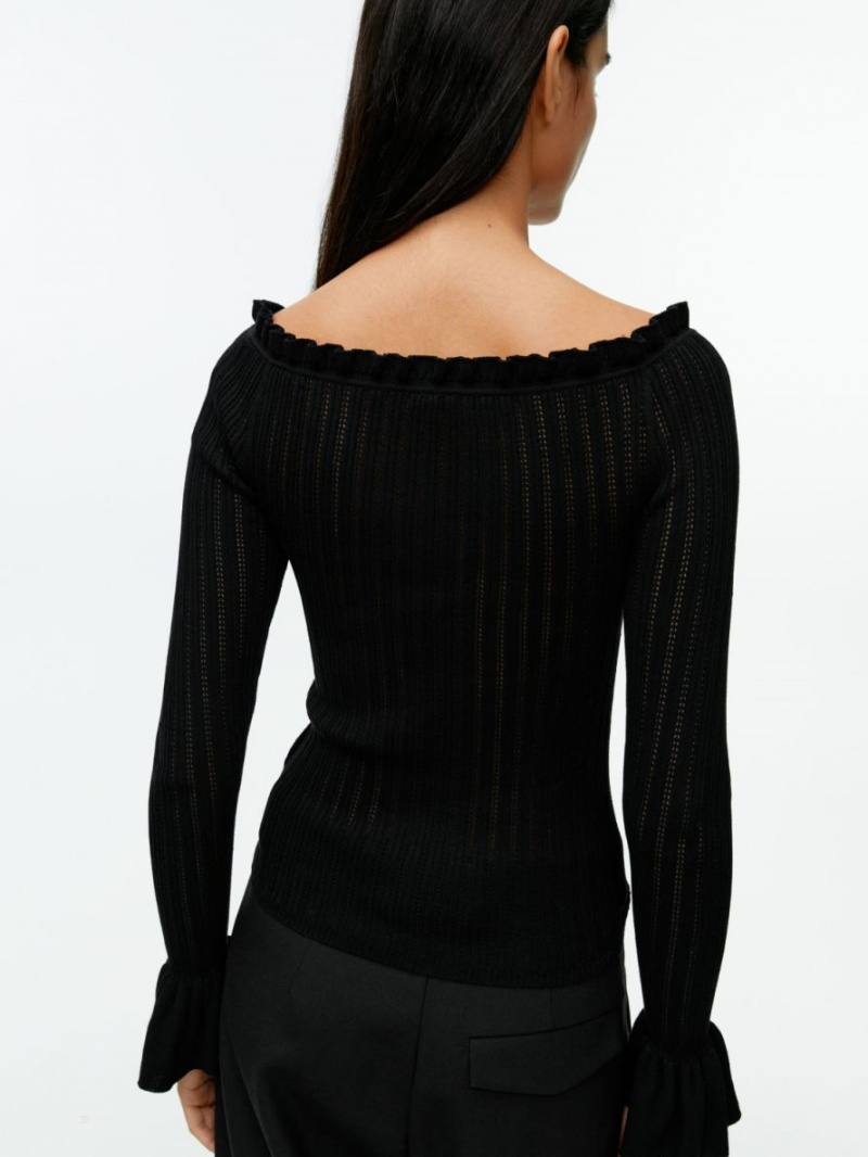 Topuri Arket Off-Shoulder Frill Dama Negrii | Romania-QHUP47285