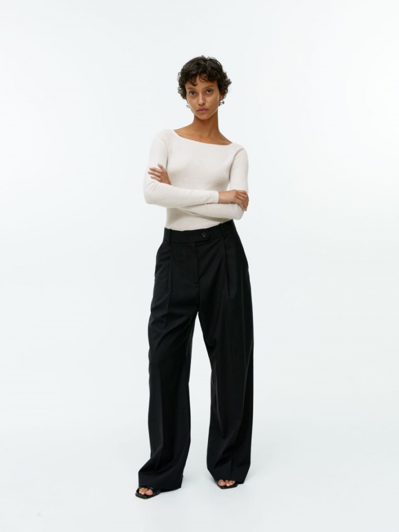 Topuri Arket Off-Shoulder Lână Dama Albi | Romania-XSNJ82109