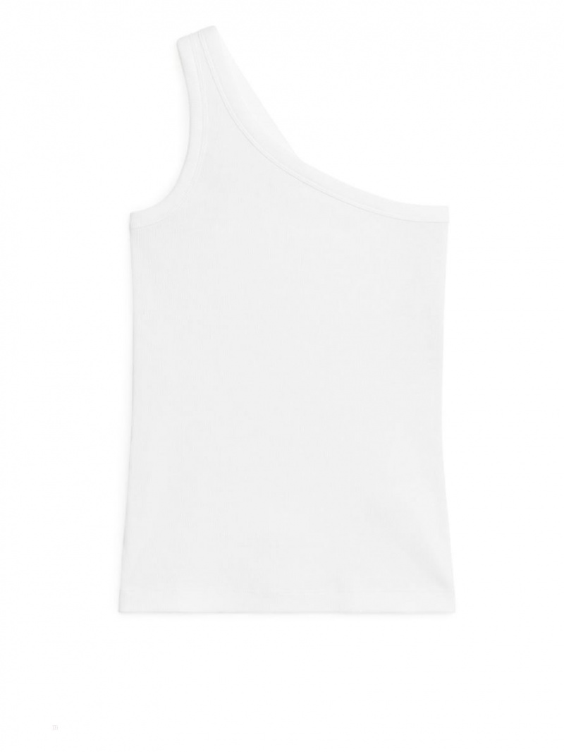 Topuri Arket One Shoulder Dama Albi | Romania-BUDH83679