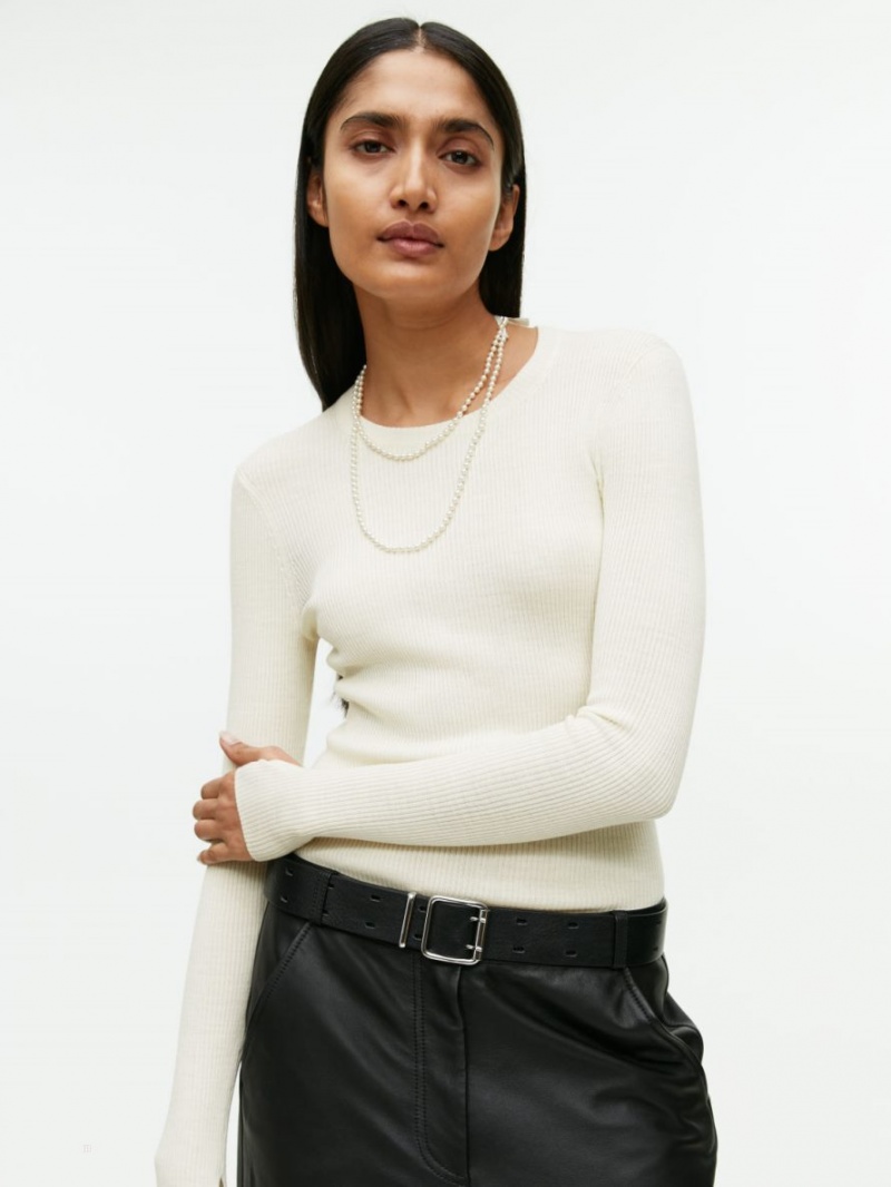 Topuri Arket Rib-Knit Merino Dama Albi | Romania-DHCR41025