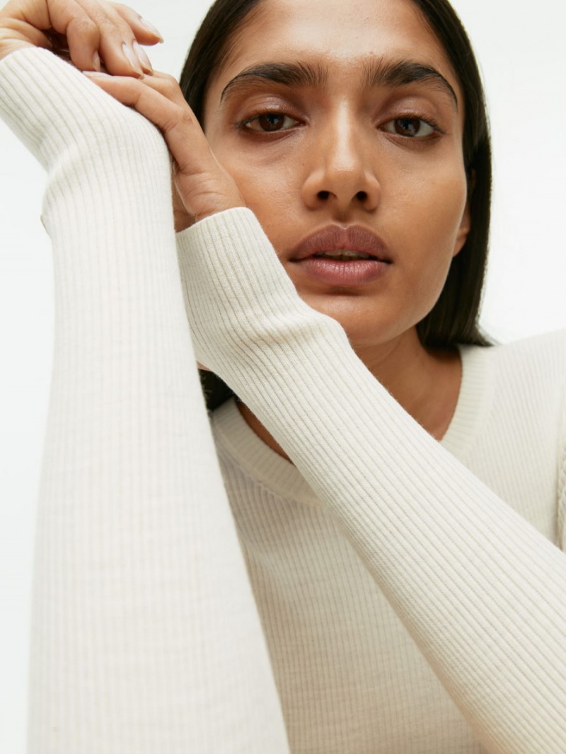 Topuri Arket Rib-Knit Merino Dama Albi | Romania-DHCR41025
