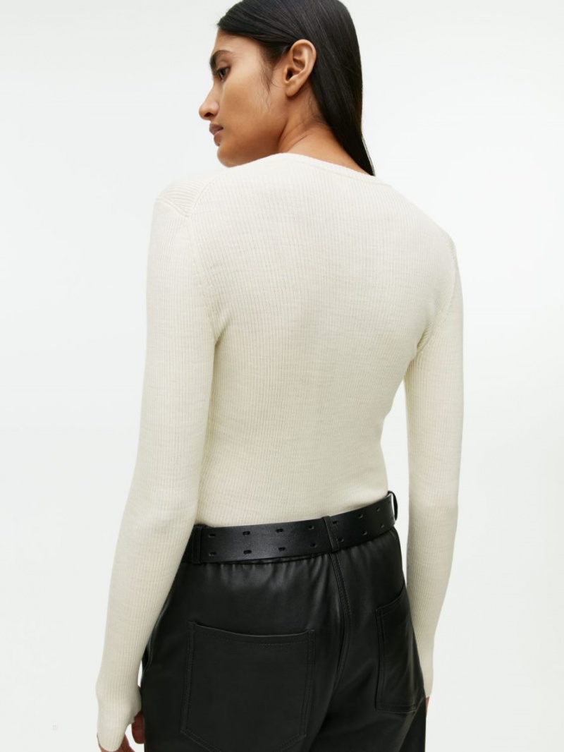 Topuri Arket Rib-Knit Merino Dama Albi | Romania-DHCR41025