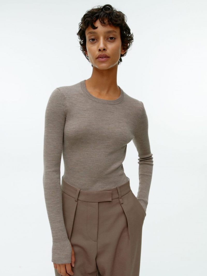 Topuri Arket Rib-Knit Merino Dama Bej | Romania-XTMF35810