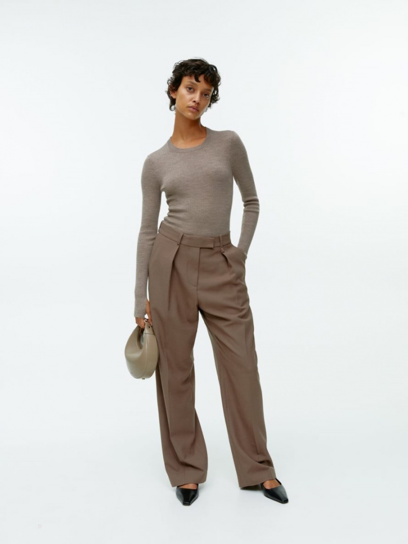Topuri Arket Rib-Knit Merino Dama Bej | Romania-XTMF35810