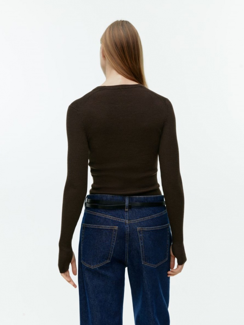 Topuri Arket Rib-Knit Merino Dama Maro Inchis | Romania-BWUZ42963
