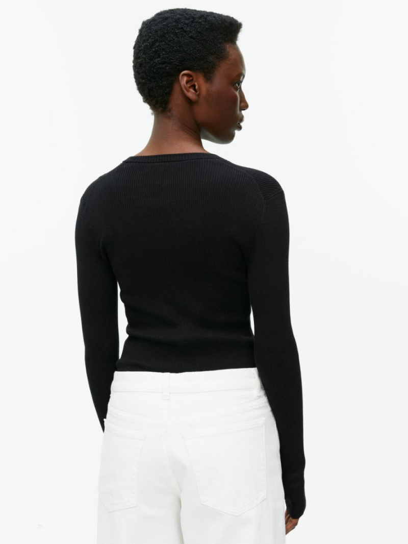 Topuri Arket Rib-Knit Merino Dama Negrii | Romania-JXFS31907