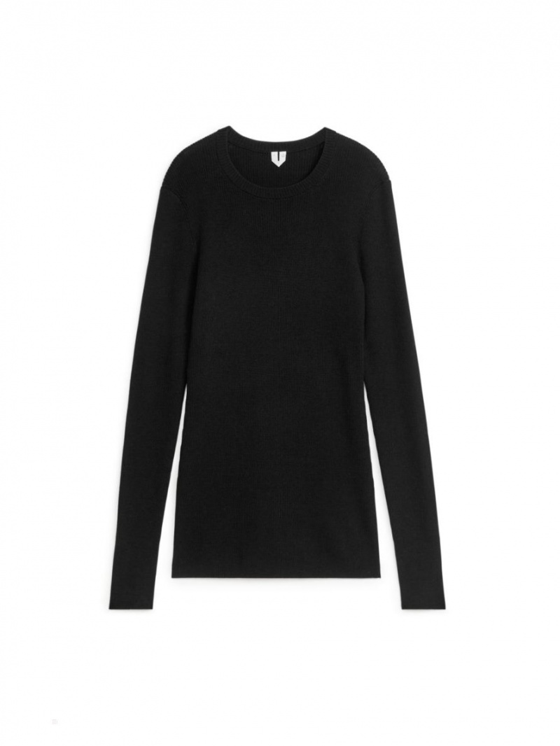 Topuri Arket Rib-Knit Merino Dama Negrii | Romania-JXFS31907