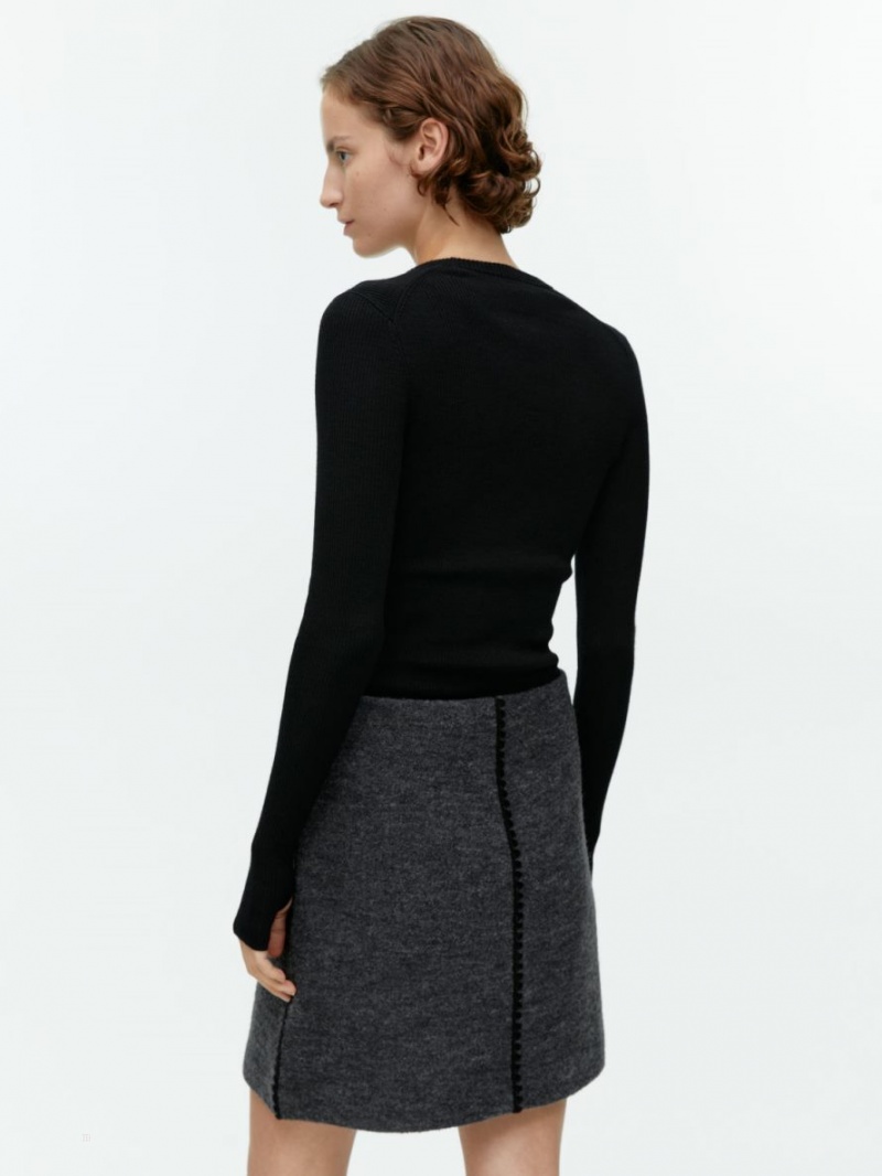 Topuri Arket Rib-Knit Merino Dama Negrii | Romania-IDWN04923