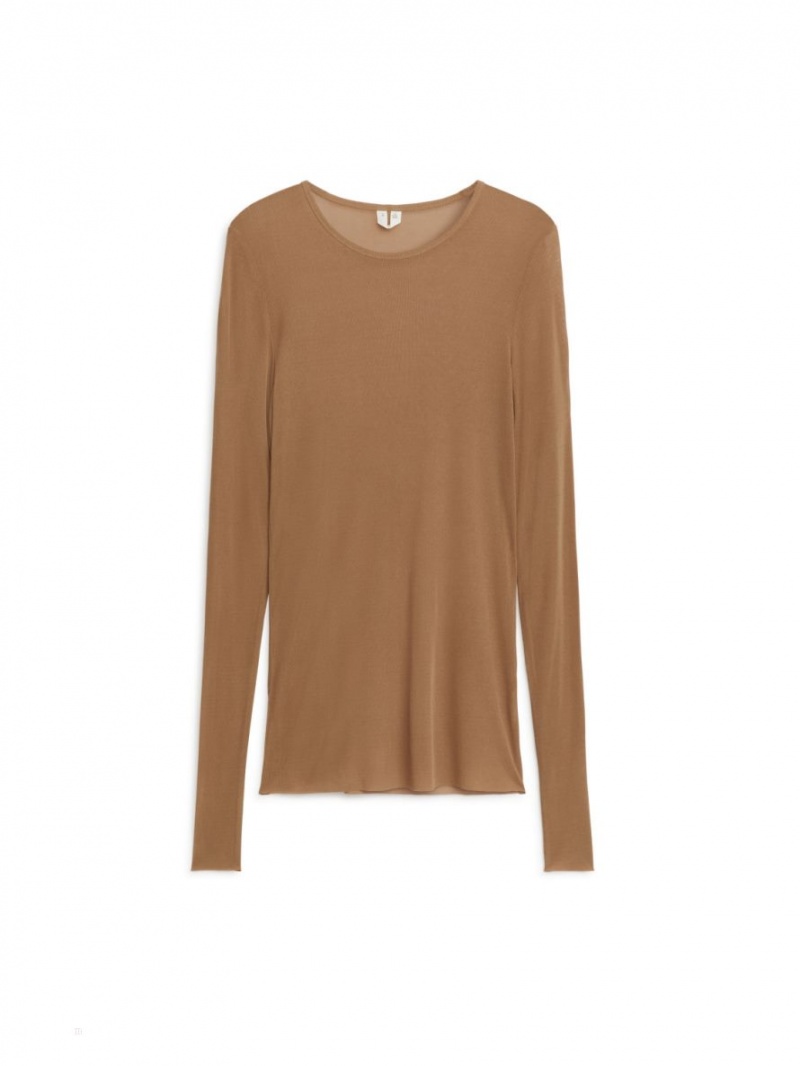 Topuri Arket Rib-Knit Silk Dama Maro | Romania-NHCX02561