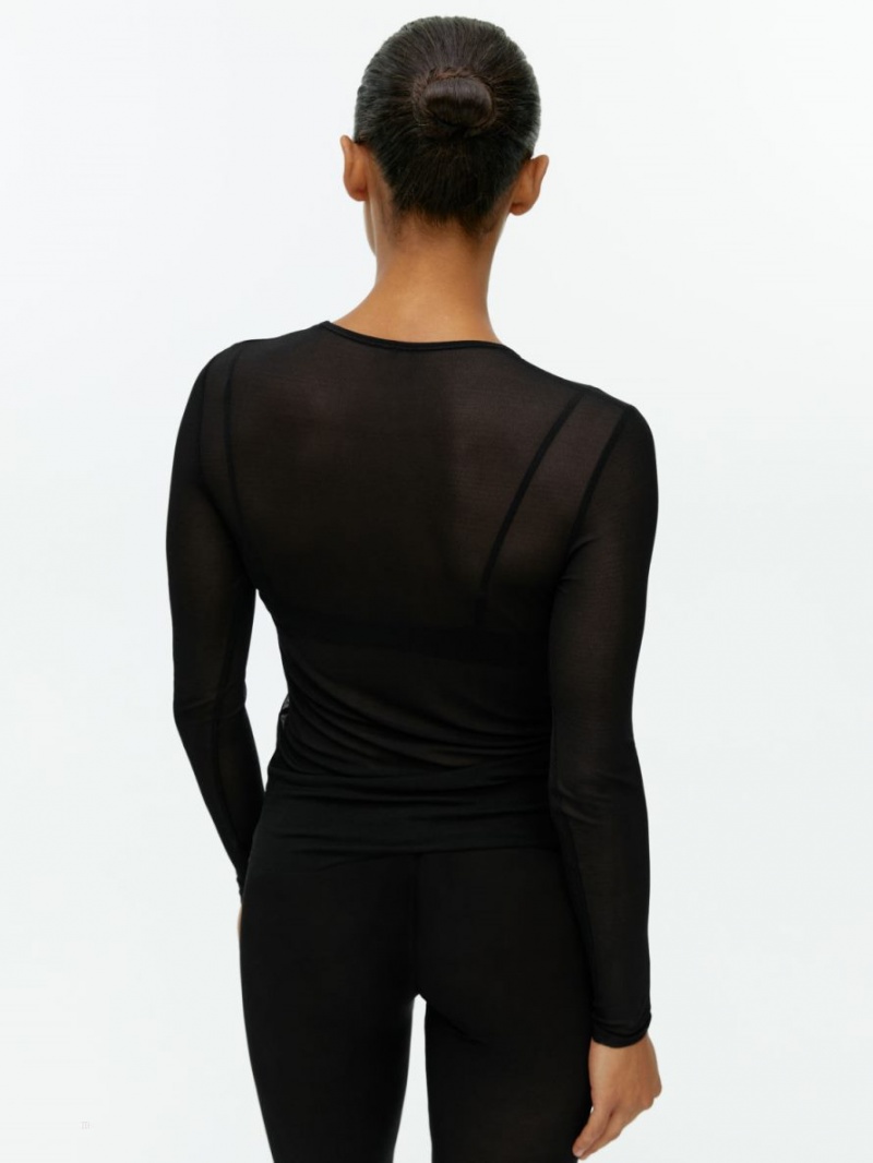 Topuri Arket Rib-Knit Silk Dama Negrii | Romania-GMKQ37208