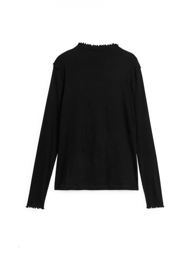 Topuri Arket Rib Jersey Dama Negrii | Romania-LRWI19630