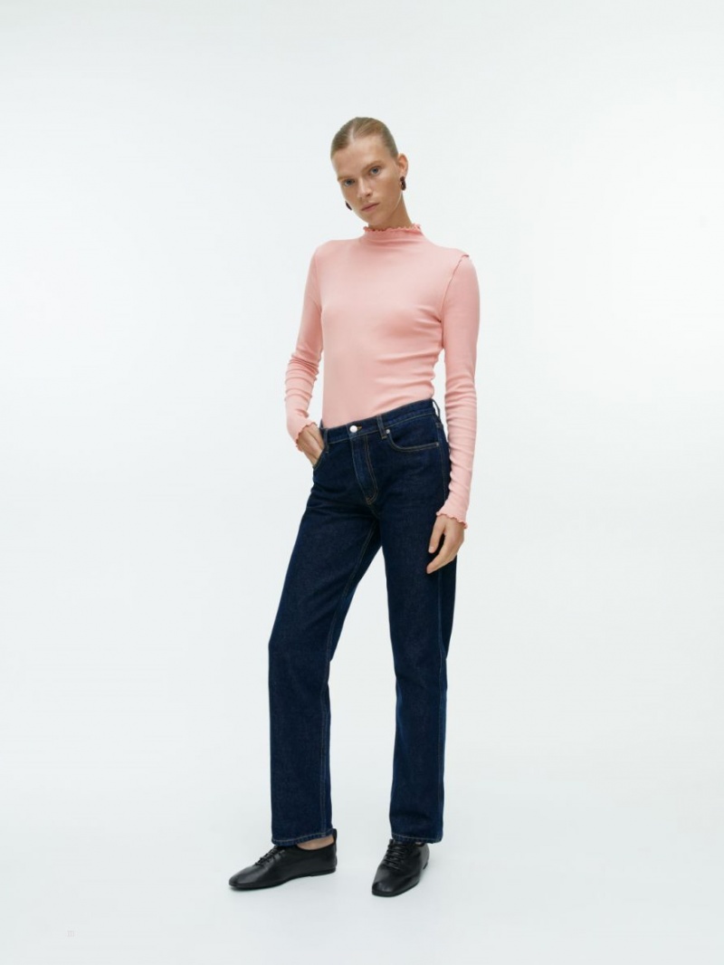 Topuri Arket Rib Jersey Dama Roz | Romania-CBRZ34156