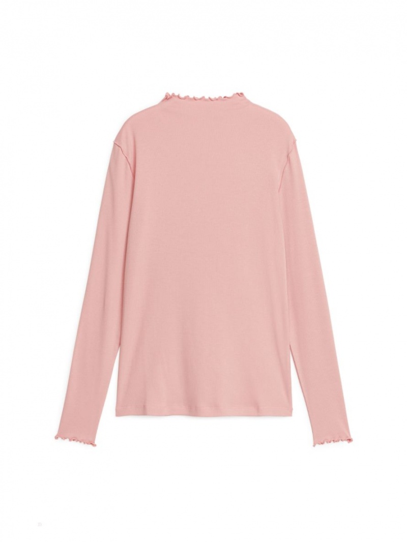 Topuri Arket Rib Jersey Dama Roz | Romania-CBRZ34156