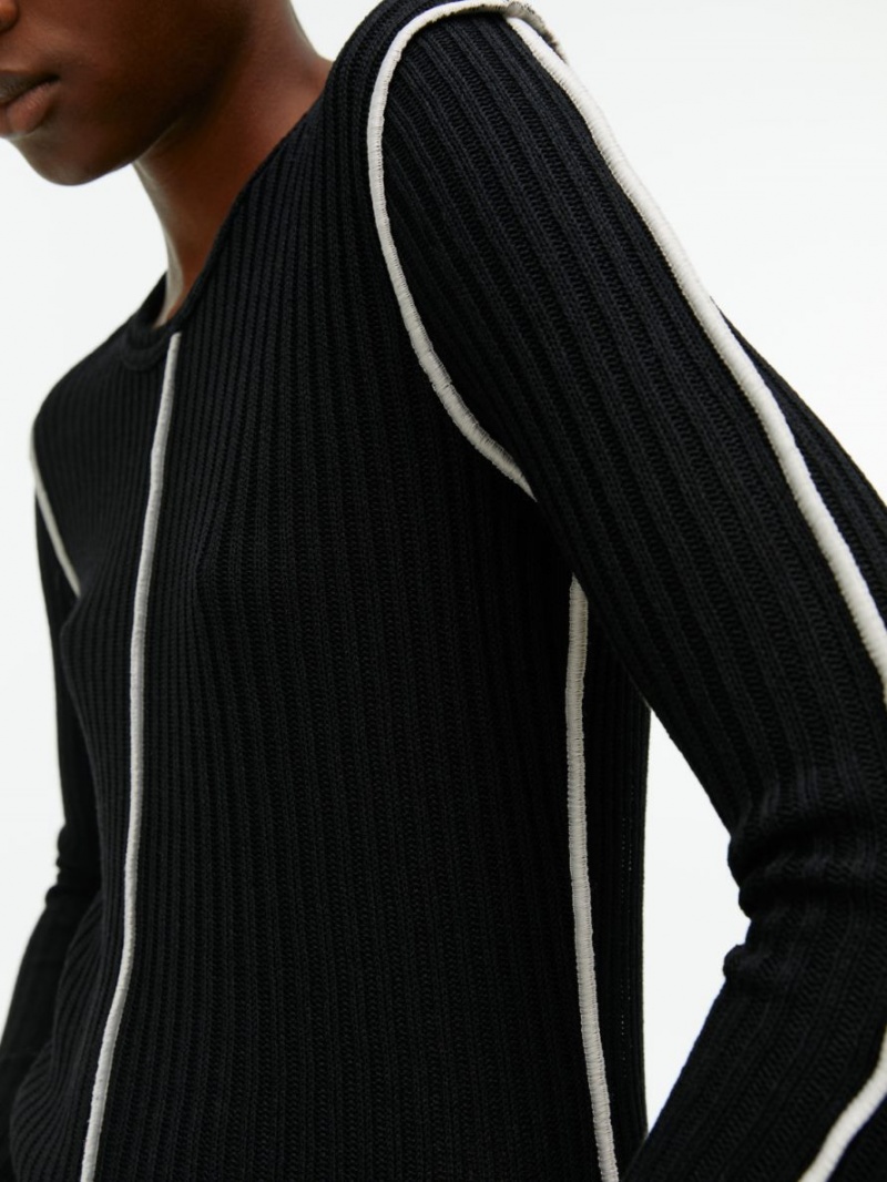 Topuri Arket Rib Knit Dama Negrii Albi | Romania-PROD07634